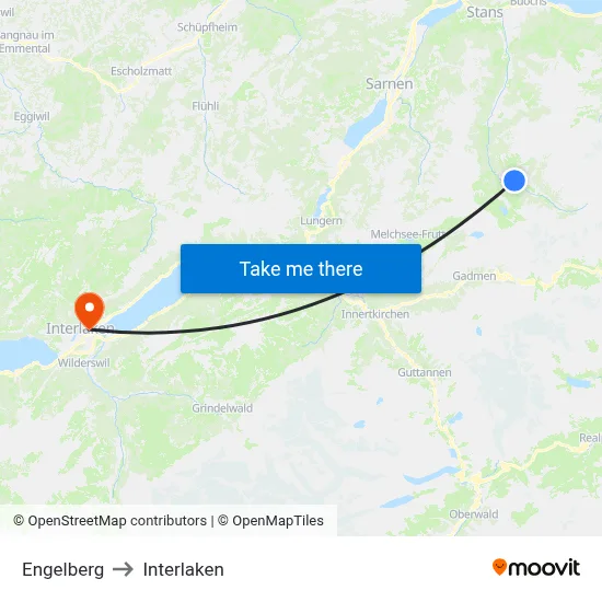 Engelberg to Interlaken map