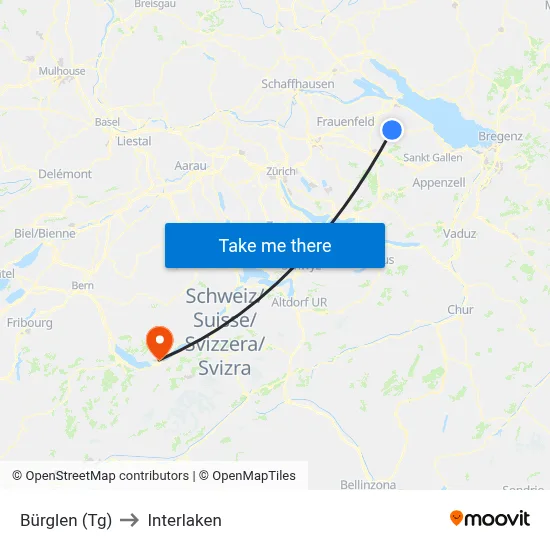 Bürglen (Tg) to Interlaken map