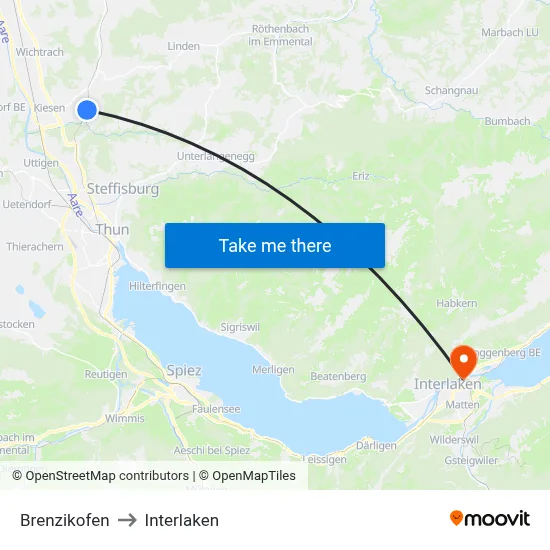 Brenzikofen to Interlaken map