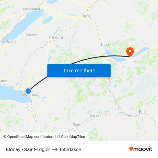 Blonay - Saint-Légier to Interlaken map