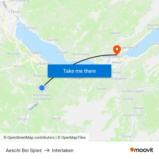Aeschi Bei Spiez to Interlaken map