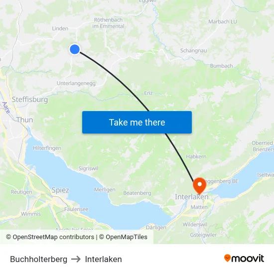 Buchholterberg to Interlaken map