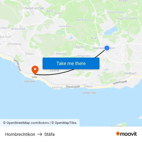 Hombrechtikon to Stäfa map