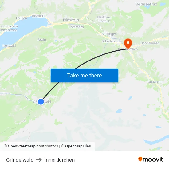 Grindelwald to Innertkirchen map