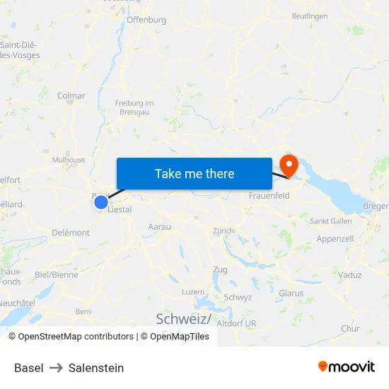 Basel to Salenstein map