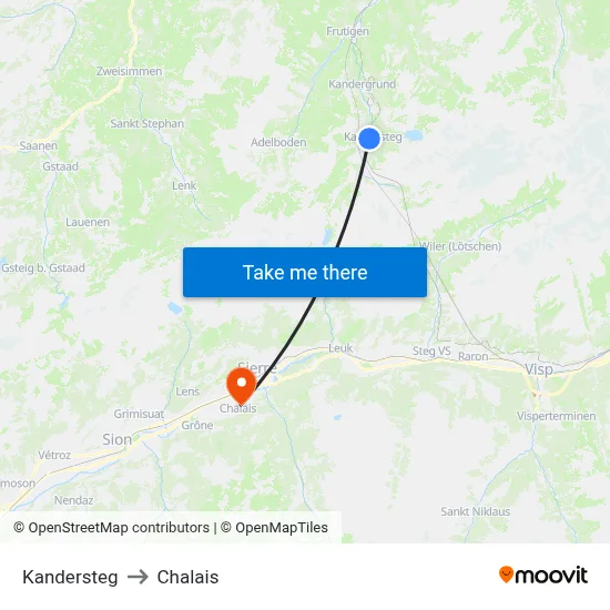 Kandersteg to Chalais map