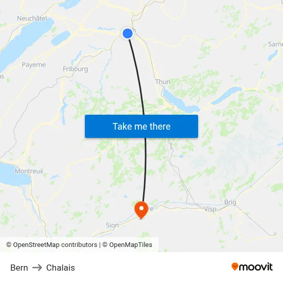 Bern to Chalais map