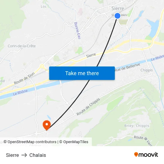 Sierre to Chalais map