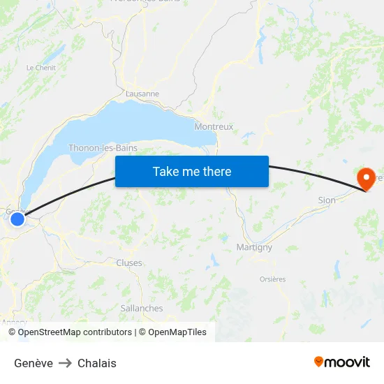 Genève to Chalais map