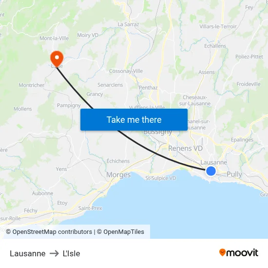 Lausanne to L'Isle map