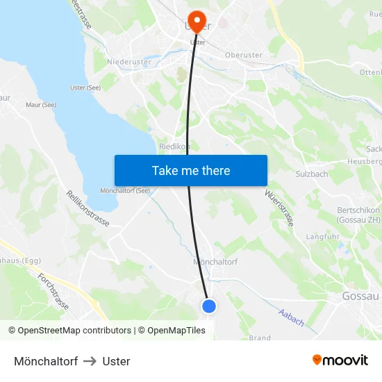 Mönchaltorf to Uster map