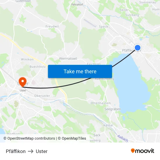 Pfäffikon to Uster map