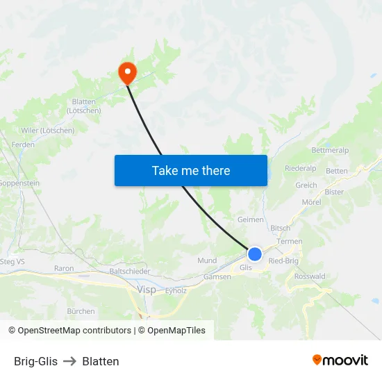 Brig-Glis to Blatten map