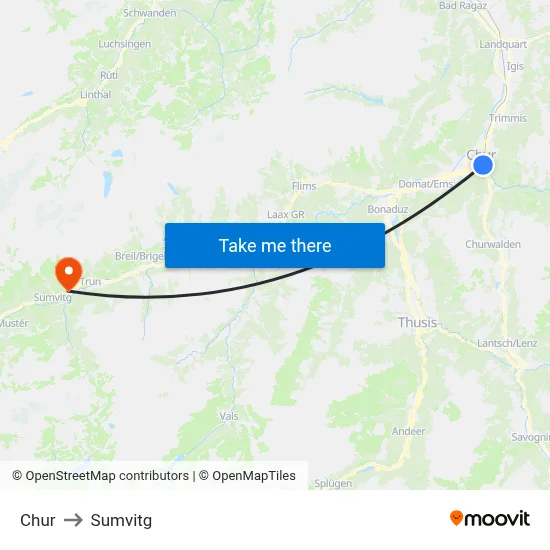 Chur to Sumvitg map