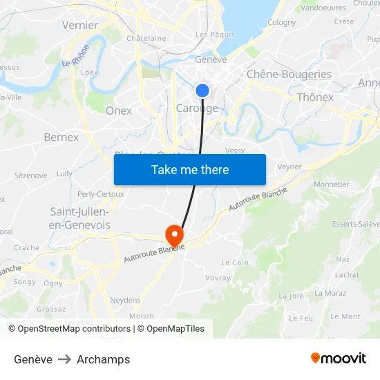 Genève to Archamps map