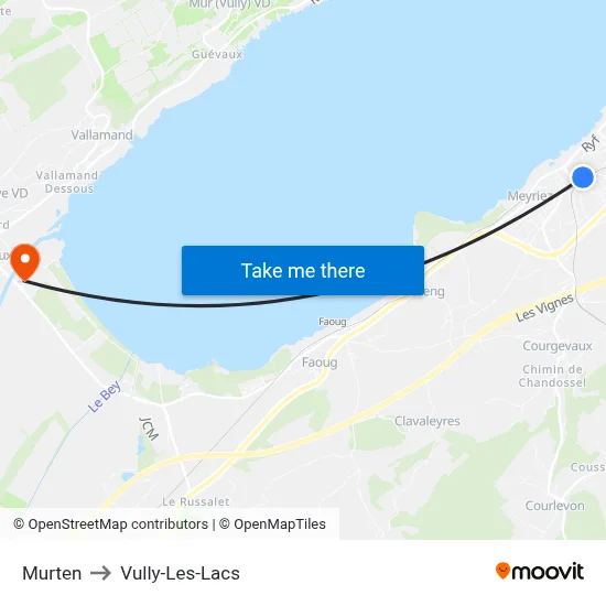 Murten to Vully-Les-Lacs map