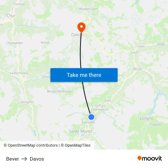 Bever to Davos map