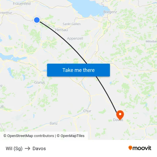 Wil (Sg) to Davos map