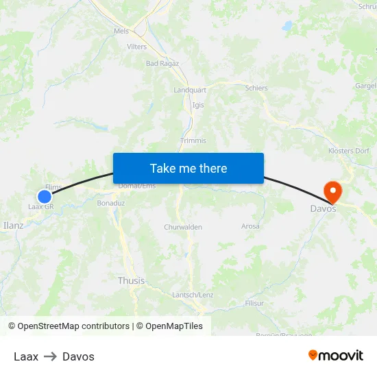 Laax to Davos map