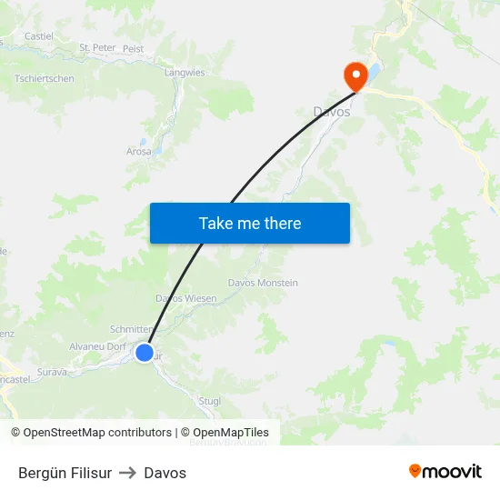 Bergün Filisur to Davos map