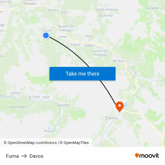 Furna to Davos map