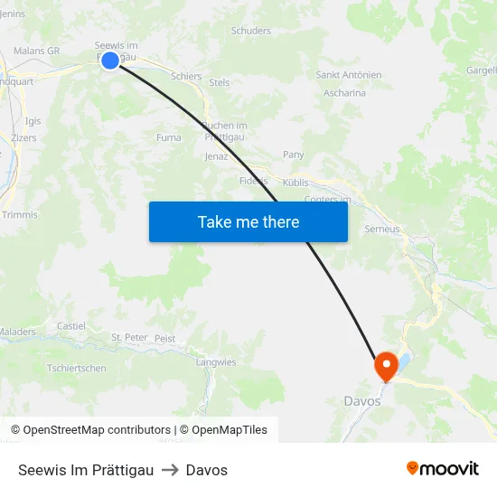 Seewis Im Prättigau to Davos map