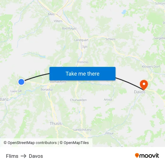Flims to Davos map