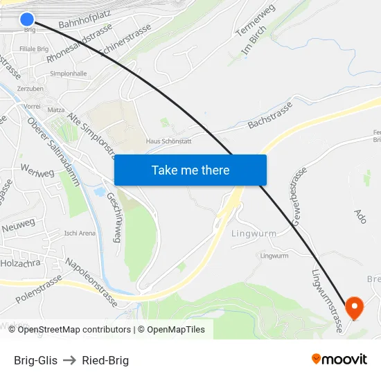 Brig-Glis to Ried-Brig map