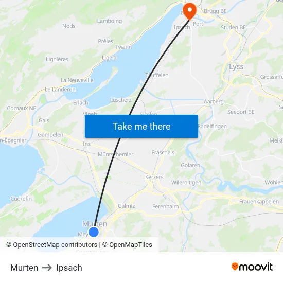 Murten to Ipsach map
