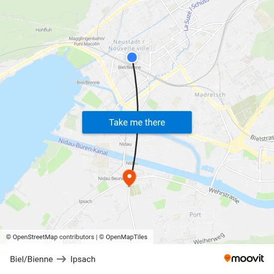Biel/Bienne to Ipsach map