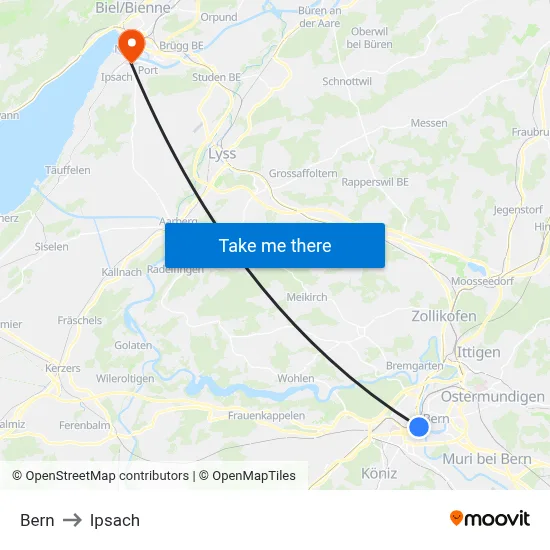 Bern to Ipsach map