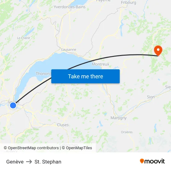 Genève to St. Stephan map