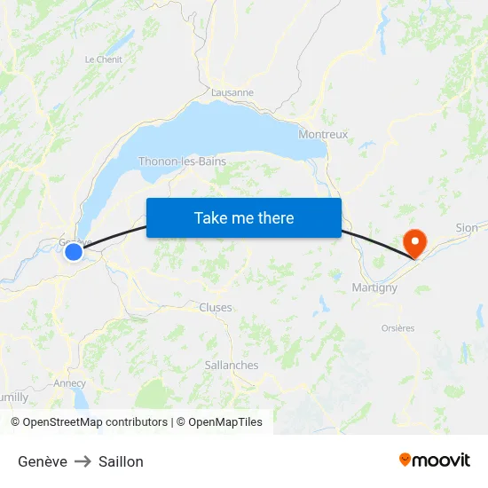 Genève to Saillon map