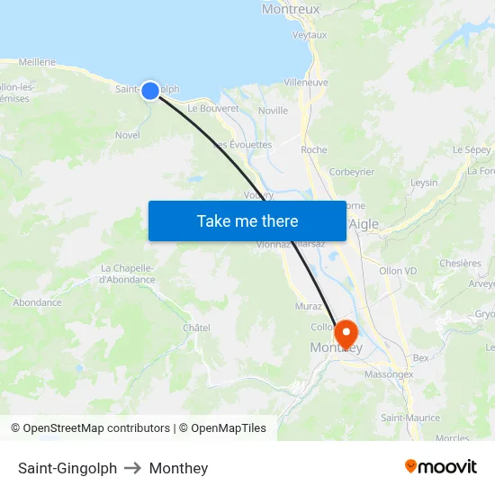 Saint-Gingolph to Monthey map