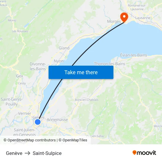 Genève to Saint-Sulpice map