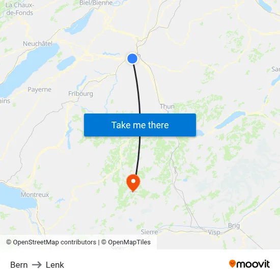 Bern to Lenk map