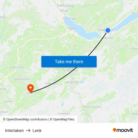 Interlaken to Lenk map