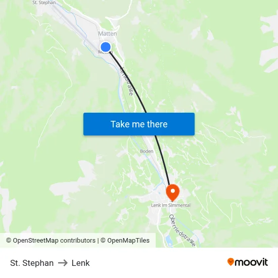 St. Stephan to Lenk map