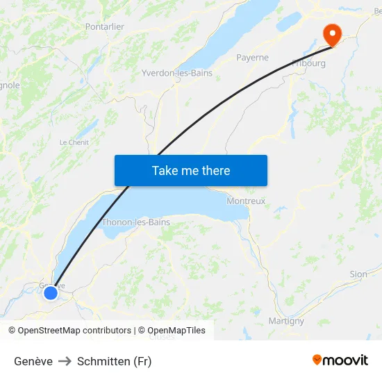 Genève to Schmitten (Fr) map