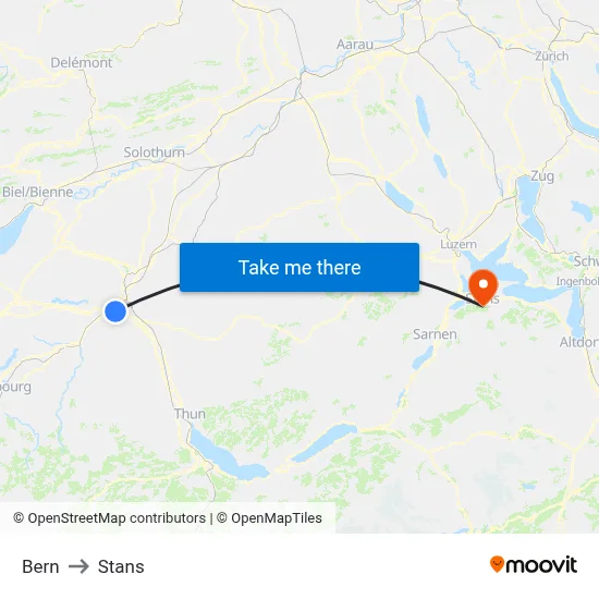 Bern to Stans map