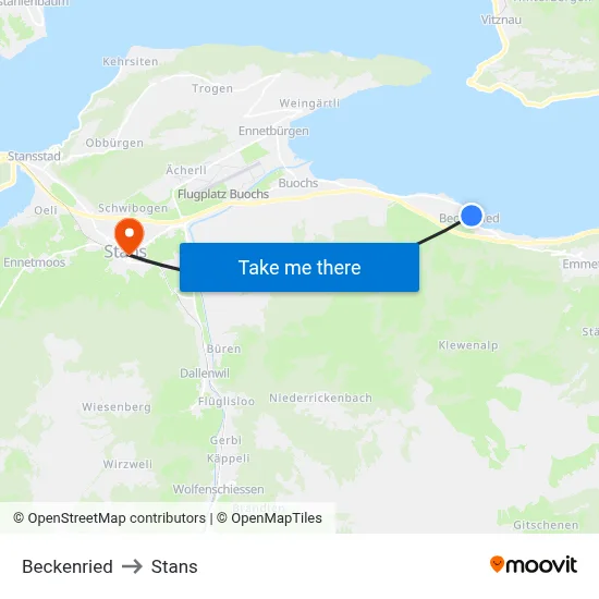 Beckenried to Stans map