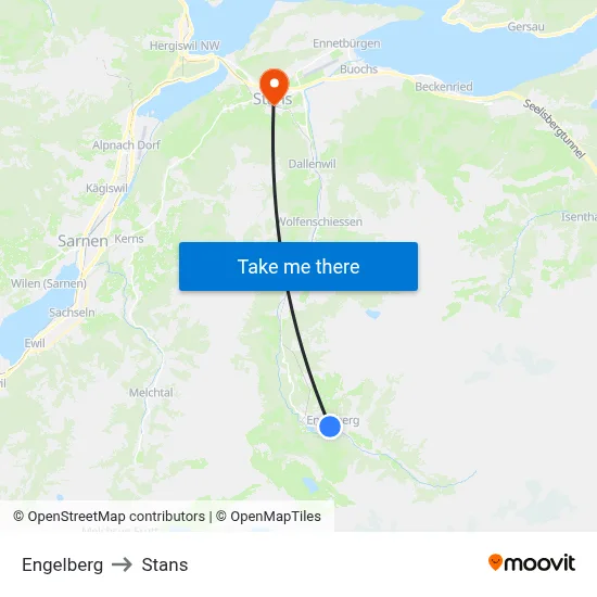 Engelberg to Stans map