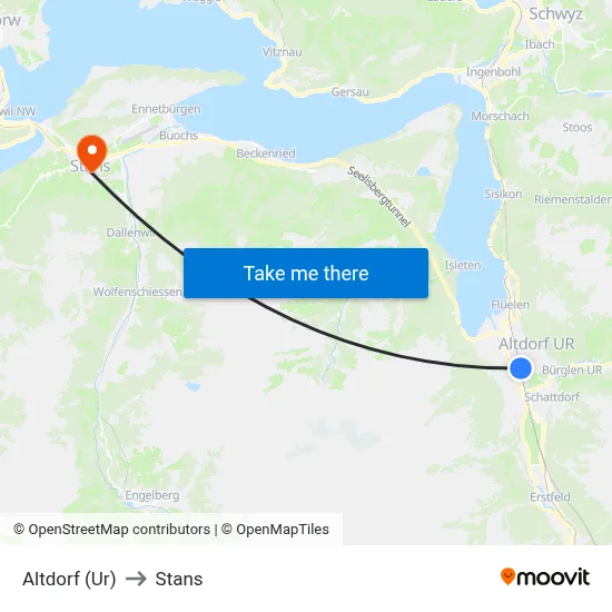 Altdorf (Ur) to Stans map