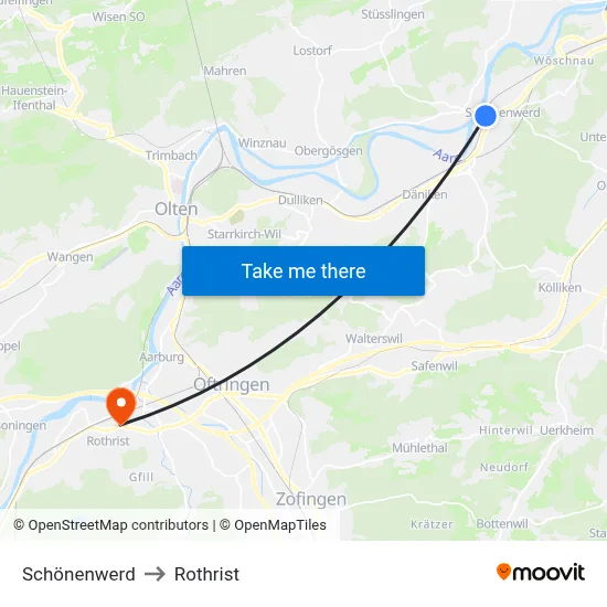 Schönenwerd to Rothrist map