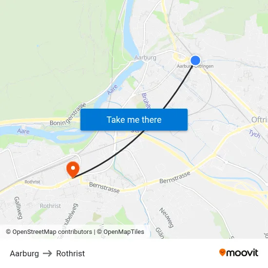 Aarburg to Rothrist map