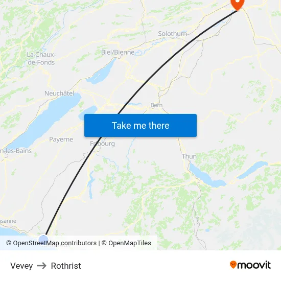 Vevey to Rothrist map