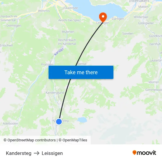 Kandersteg to Leissigen map