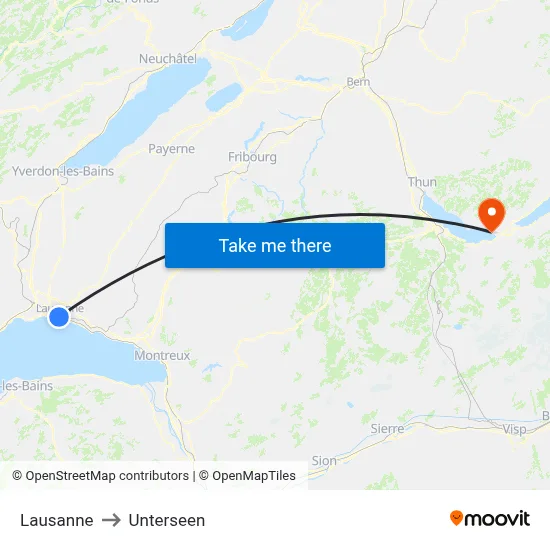 Lausanne to Unterseen map