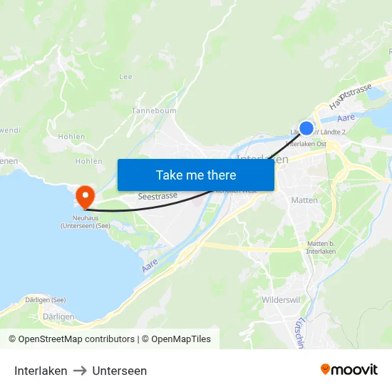 Interlaken to Unterseen map