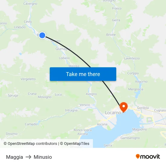 Maggia to Minusio map